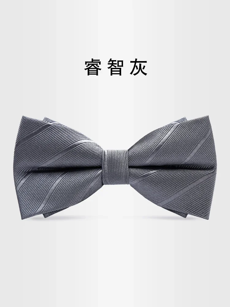 

Bow tie men's formal suit accessories gray solid color best man wedding British Korean bow female black