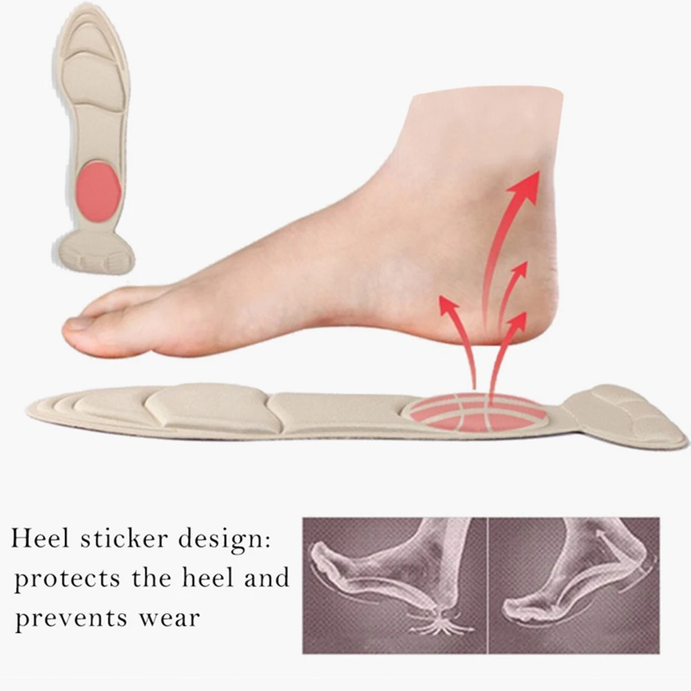 Memory Foam Insoles for Women High Heels Shoes Inserts Foot Arch Support Insole Sweat Absorption Breathable Massage Shoe Cushion