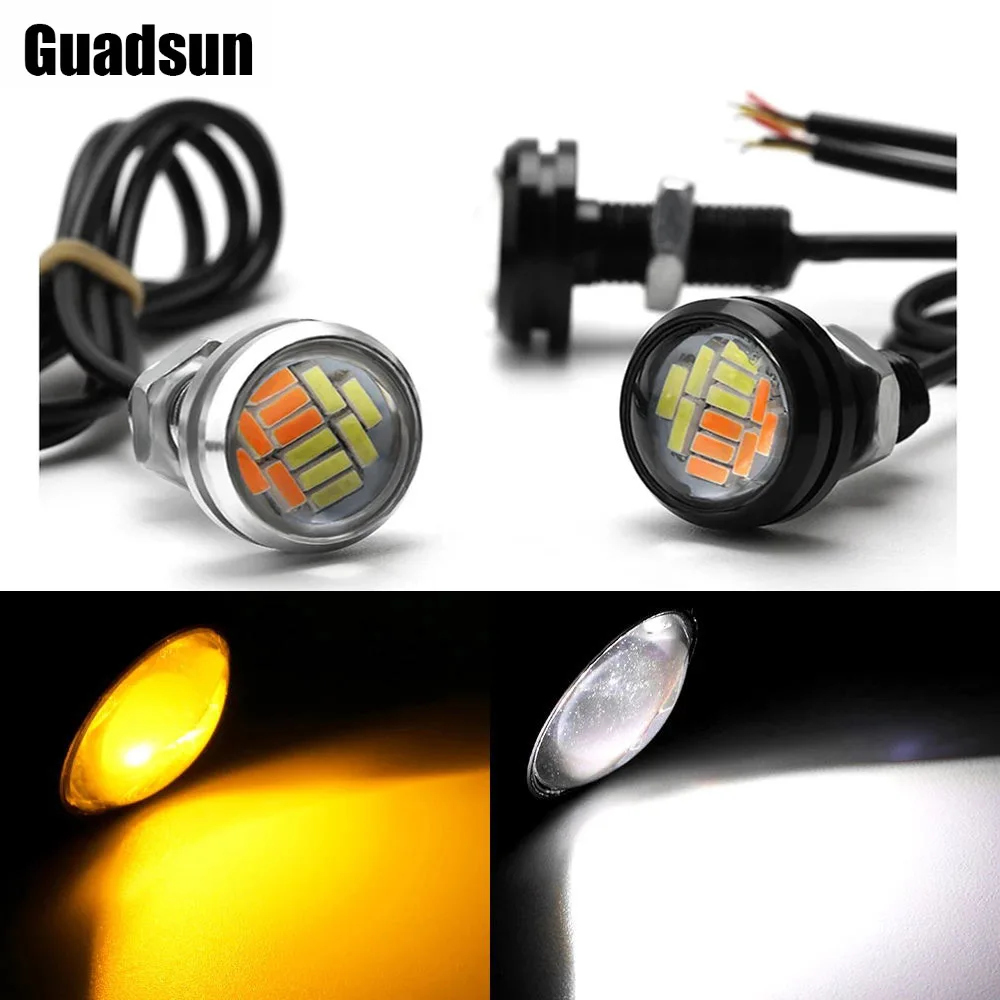

Guadsun 2pcs Led Hawkeye Lights 23mm Eagle Eye DRL Daytime Running Lamp White Yellow 12v 4014 12 for Car Motorcycle Turn Signal