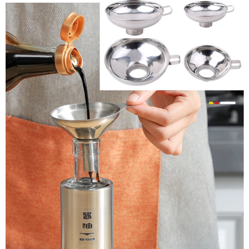 

Stainless steel wide-mouth funnel jam salad dressing funnel large multi-function wine leak oil leak kitchen accessories gadgets