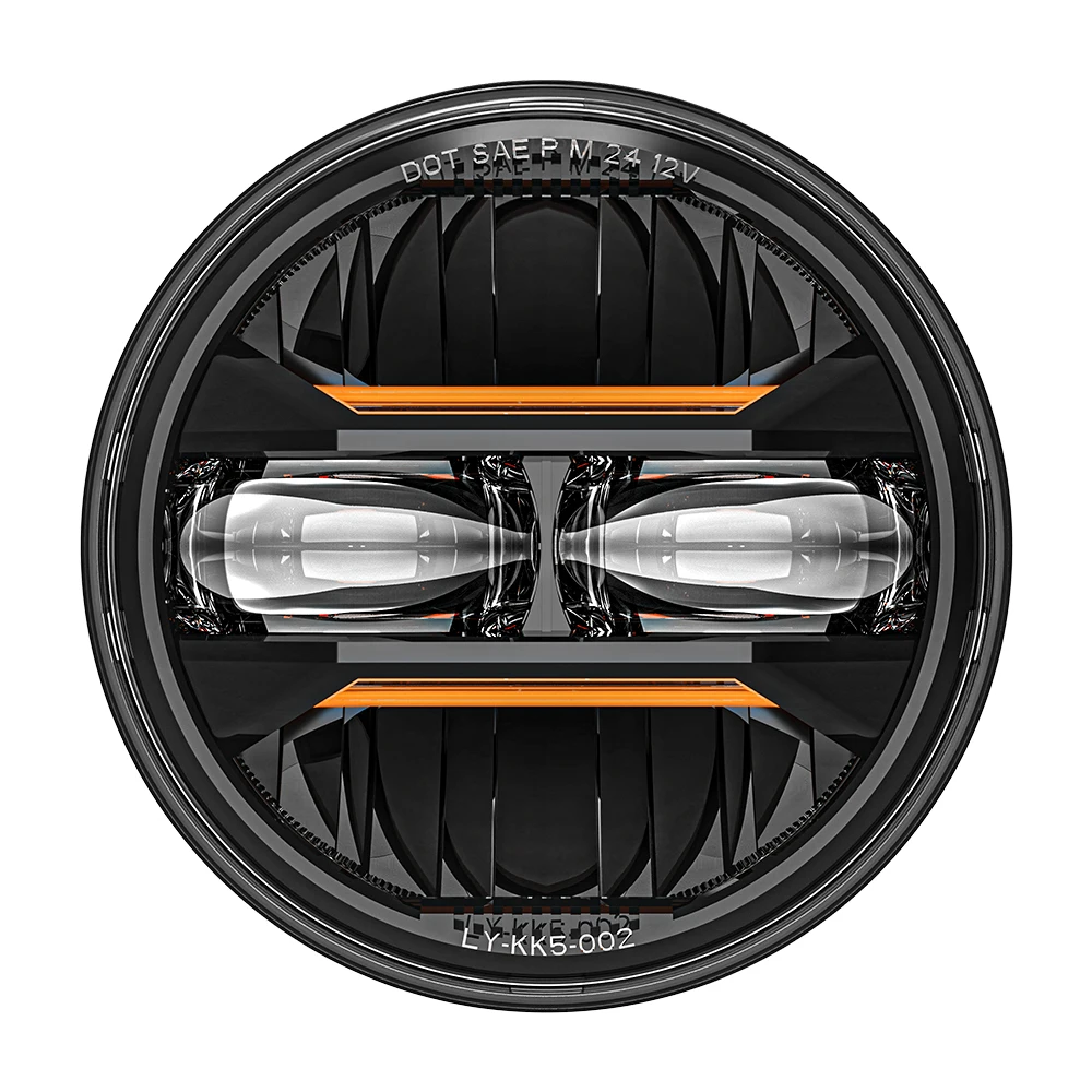 Универсальная круглая мотоциклетная фара 5,75 дюйма, желтая DRL, мото-фара для Harley Sportster Cafe Racer Honda Yamaha Suzuki