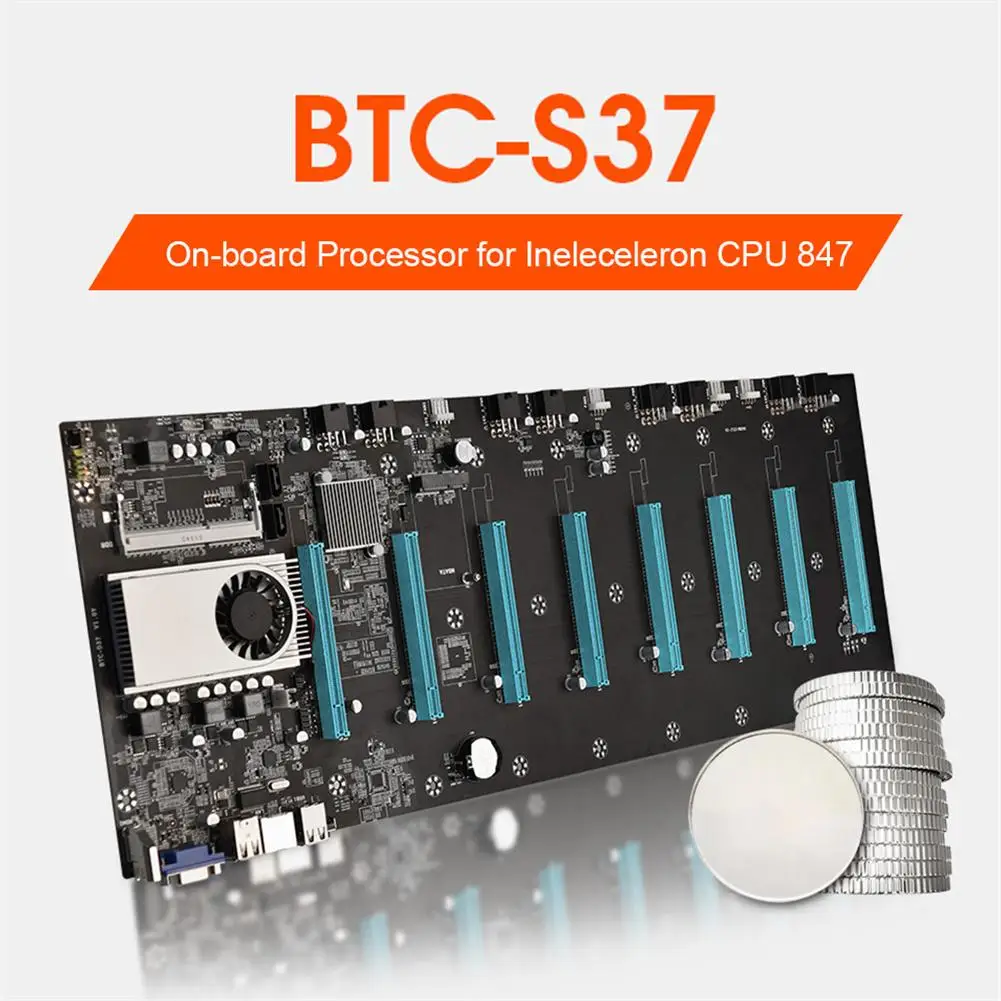 

Btc S37 Mining Motherboard Cpu Set 8 Video Card Slot Memory Adapter Integrated Vga Interface Low Power Consumption
