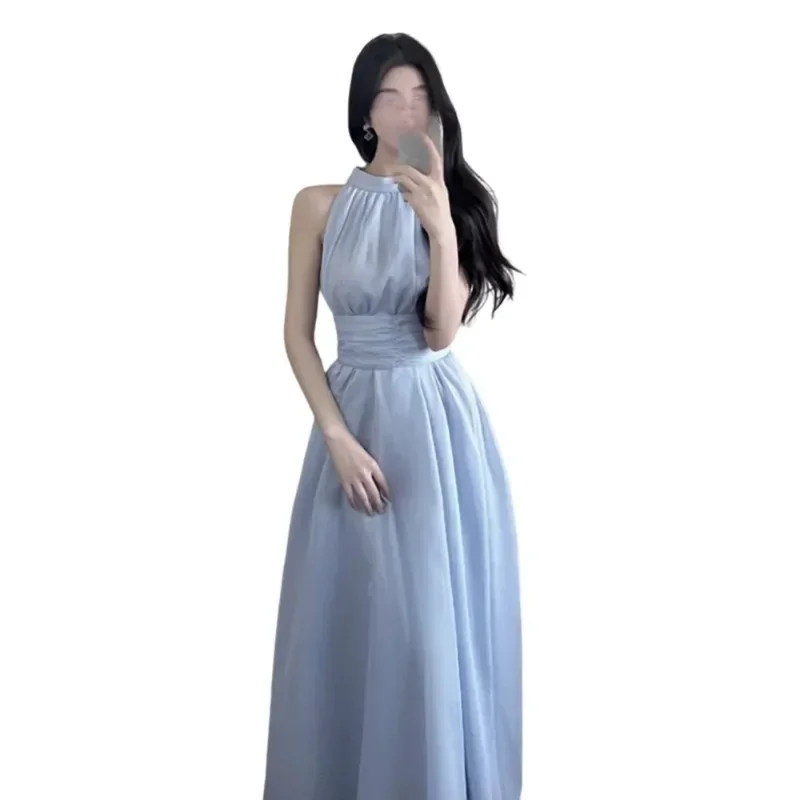 Платье без рукавов с подвесным воротником детское лето 202 новое платье для отдыха