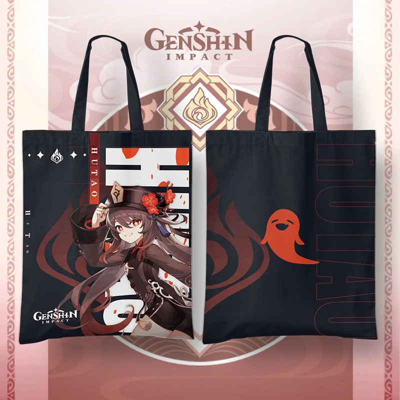 

Genshin Impact Anime Cosplay Baal Kazuha Canvas Bag Zhongli Yoimiya Xiao Ayaka Ganyu Hu Tao Klee Cosplay Women Collection Gifts