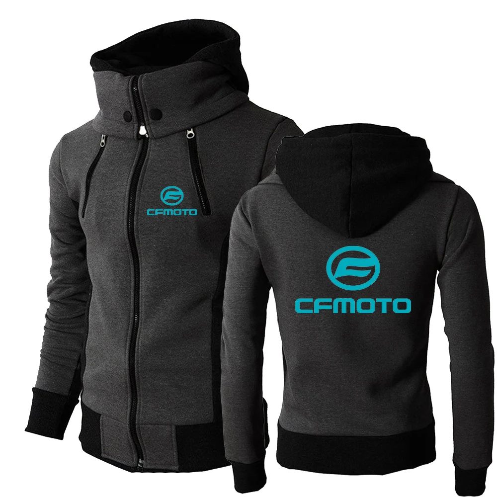 

cfmoto 2023 Printing Mens Spring and Autumn Sweatshirts Jackets Double Zipper Fashionable Harajuku Hooded Sportswear coat Tops