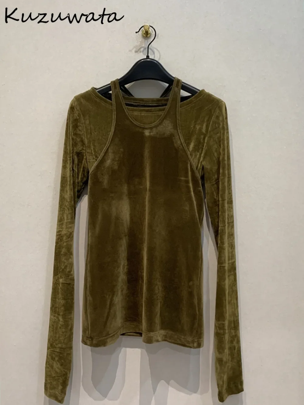 Повседневные винтажные комплекты Kuzuwata с круглым вырезом и длинным рукавом
