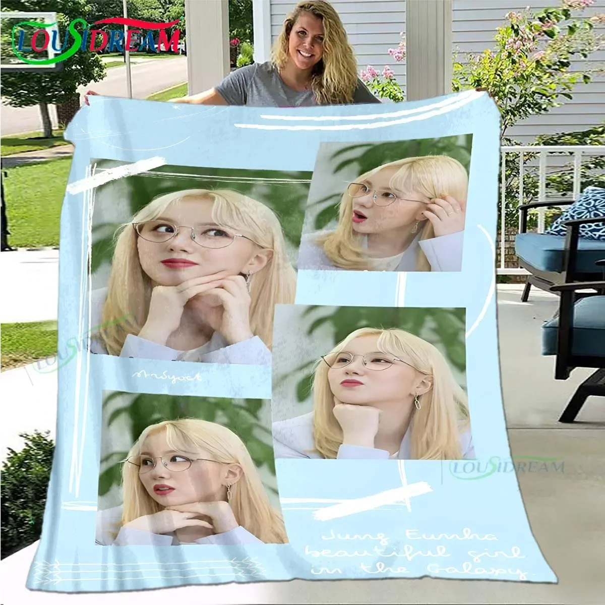 Одеяло Фланелевое с рисунком певицы E-Eunha тонкое портативное для дома путешествий