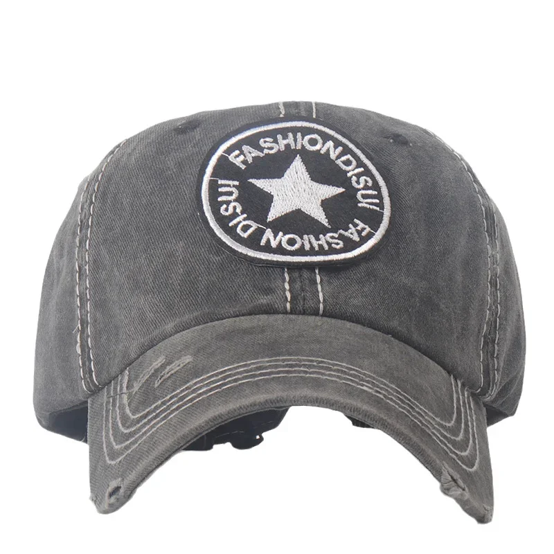 Бейсболка с вышивкой в виде звезд вареная хлопковая кепка из ткани уличная