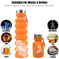 reusable bpa free silicone foldable water bottles for travel gym camping hiking portable leak proof sports water bottle