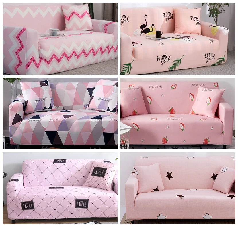 

Universal Elastic All-inclusive Sofa Cover Cover Cartoon Cute Double Ins Leather Sofa Cushion Four Seasons General Pink Couch