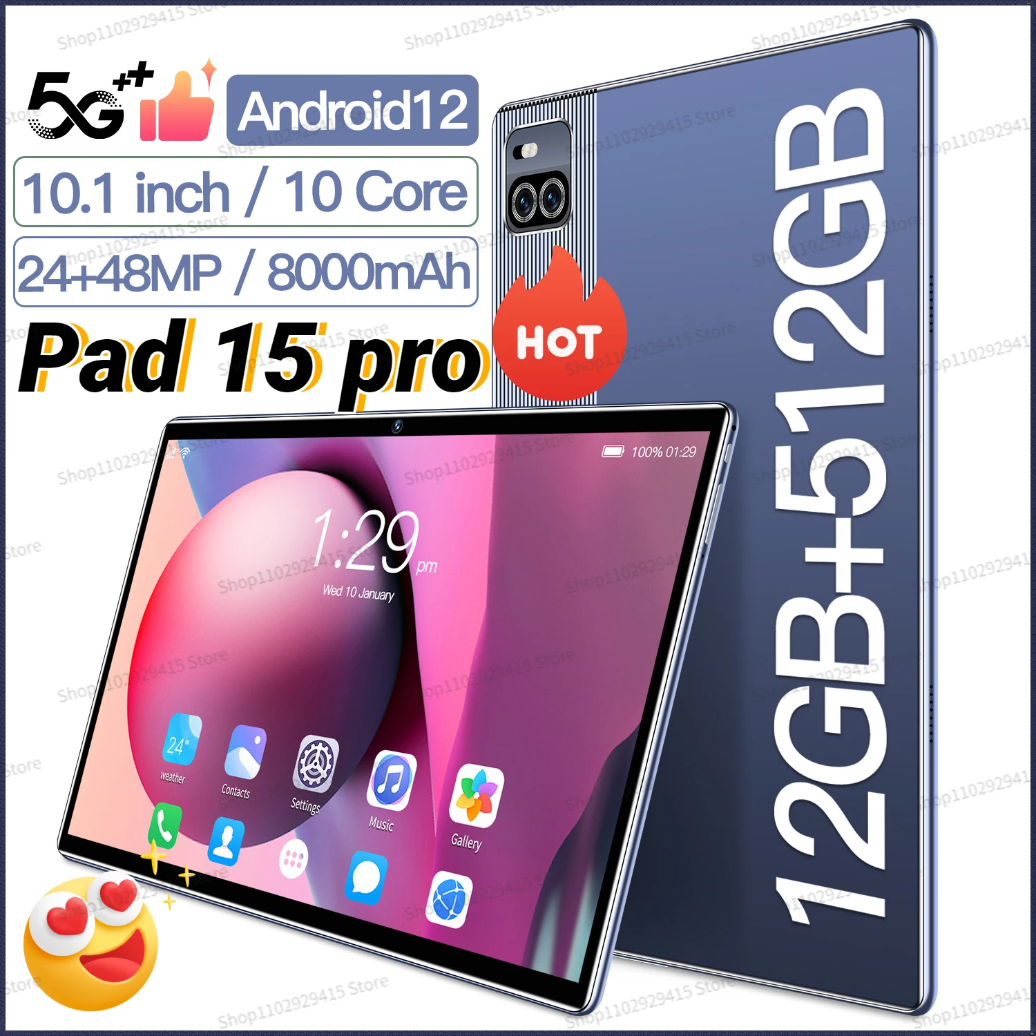 

Tablet Pad 15 Pro Android13 Global Version 12GB 512GB Snapdragon865 Tablet PC 5G Dual SIM Card WIFI HD 4K Pad 8800mAh Netbook