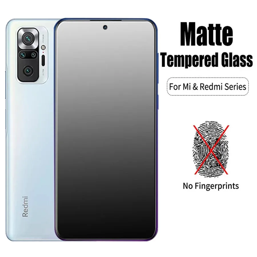 Стекло закаленное матовое для Redmi Note 10/9/8 Pro/9S/9T/8T/9A/9C/10S/8A |