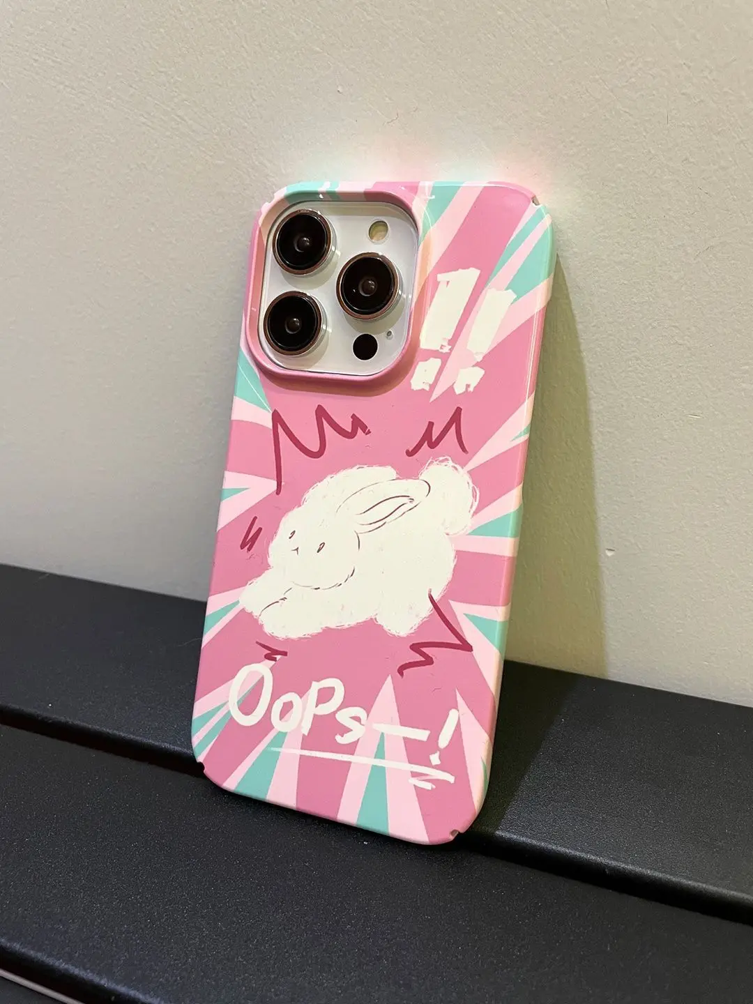 Розовый чехол для телефона INS с мультяшным животным и кроликом iPhone 16 15 14 13 12 11 Pro Max