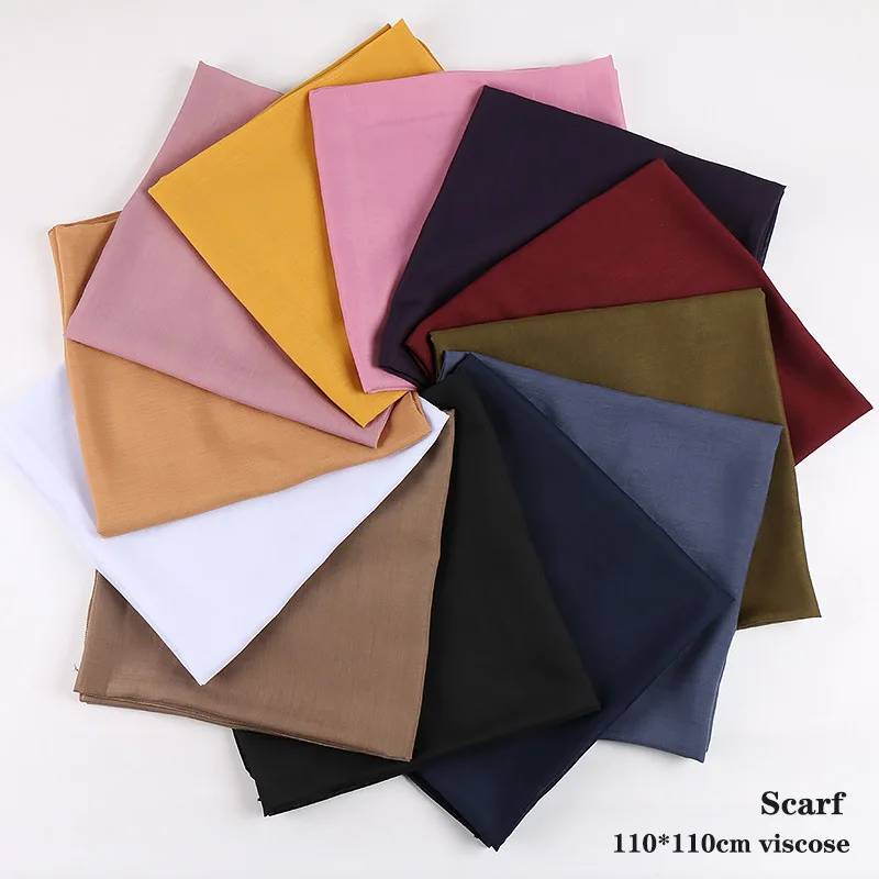 

Malaysia Cotton Square Scarf 110*110cm Viscose Shawls Wrap Muslim Women Hijab Turban Headscarf Foulard Bandanna Turbante Mujer