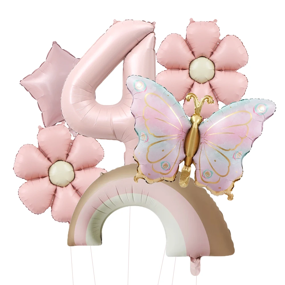 

Воздушные Шары Из Золотой И Розовой Фольги, 40 Дюймов, Набор Украшений На День Рождения С Номером 5 И Дизайном Бабочки