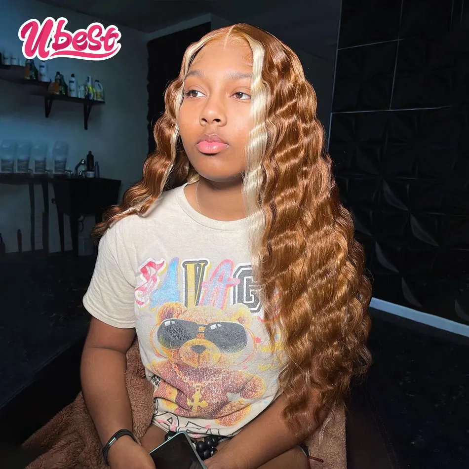 Светлые свободные фронтальные человеческие волосы со шнуровкой 13x4 Ubest с 613