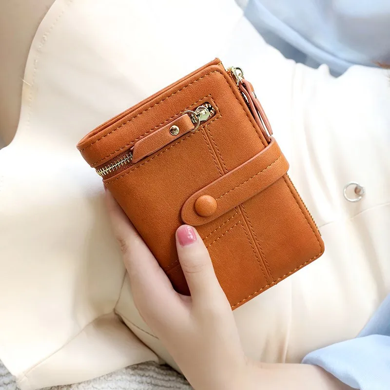 

Fashion Women Folding Zipper Short Wallet PU Leather Female Coin Purses Ladies Hasp Clutch Credit Card Holder Money Bag Handbags