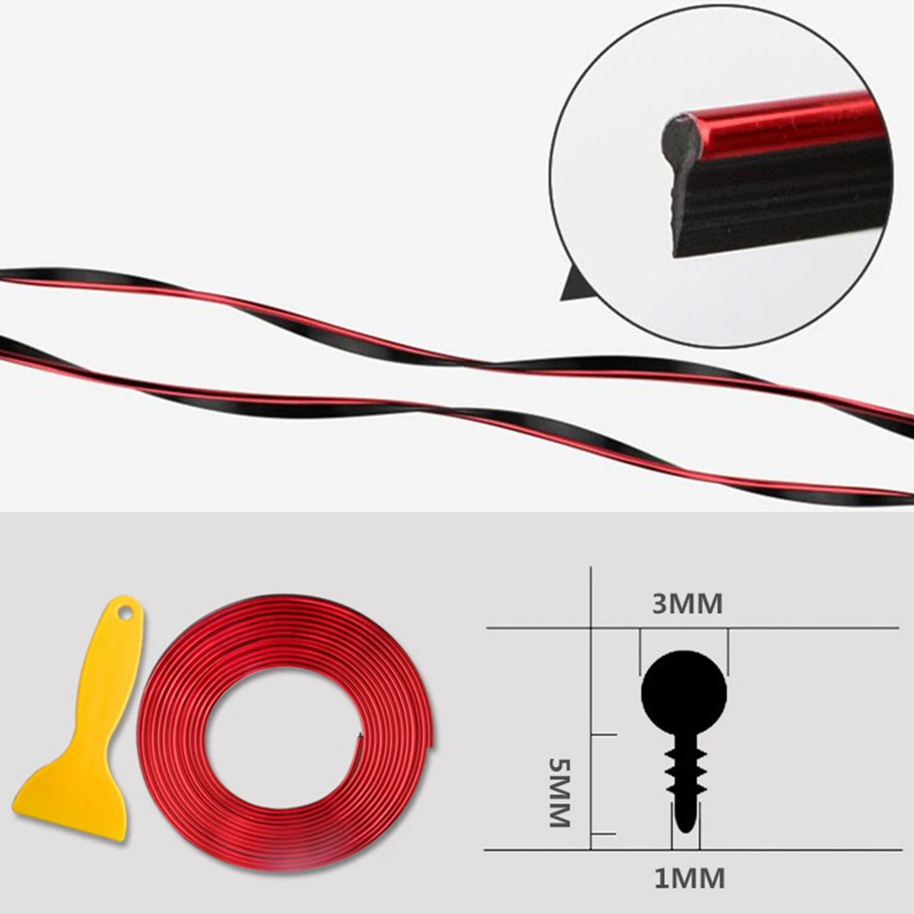 Блестящая Гибкая Декоративная полоса для салона автомобиля отделочная 5 метров