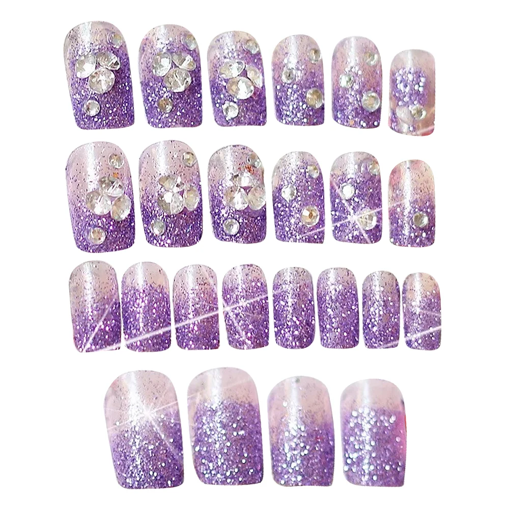 

Nails Nail Fake Tip Coffin Tips Full Cover Press Fingernails Artificial Manicure Salon Stiletto False Shaped Glitter Color