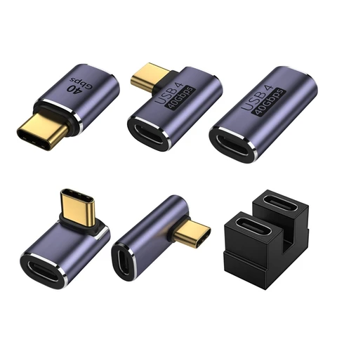 Адаптер с прямым углом USB C U-образный Прямой Угловой адаптер Type C на Type C 40 Гбит/с адаптер для быстрой передачи данных конвертер Зарядные адаптеры