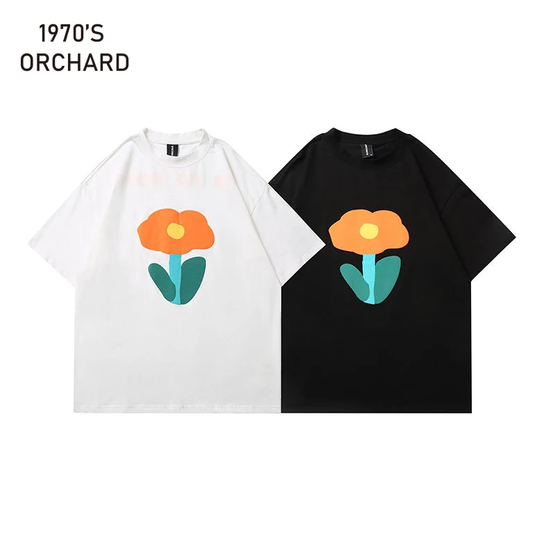 

Мужская футболка с коротким рукавом, круглым вырезом и цветочным принтом