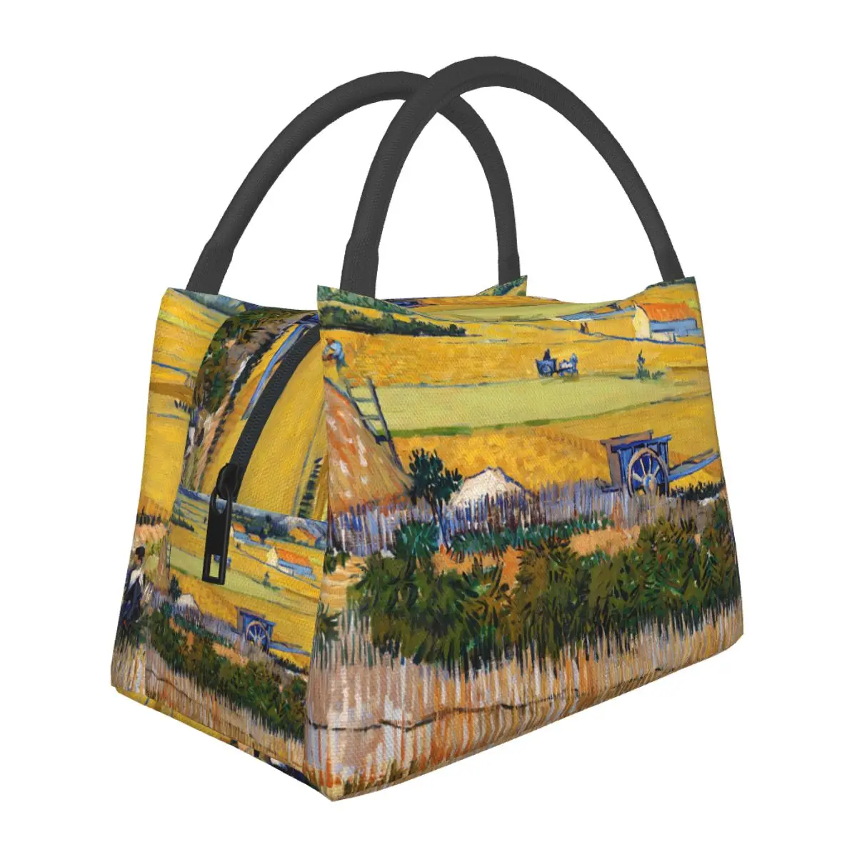 

Van Gogh Lunch Bag Harvest at La Crau Portable Lunch Box Office Graphic Cooler Bag Kawaii Oxford Thermal Tote Handbags