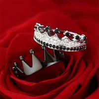 milangirl fashion 2 pcsset princess luxury crown inlaid crystal rhinestone zircon female ring set for women wedding jewelry