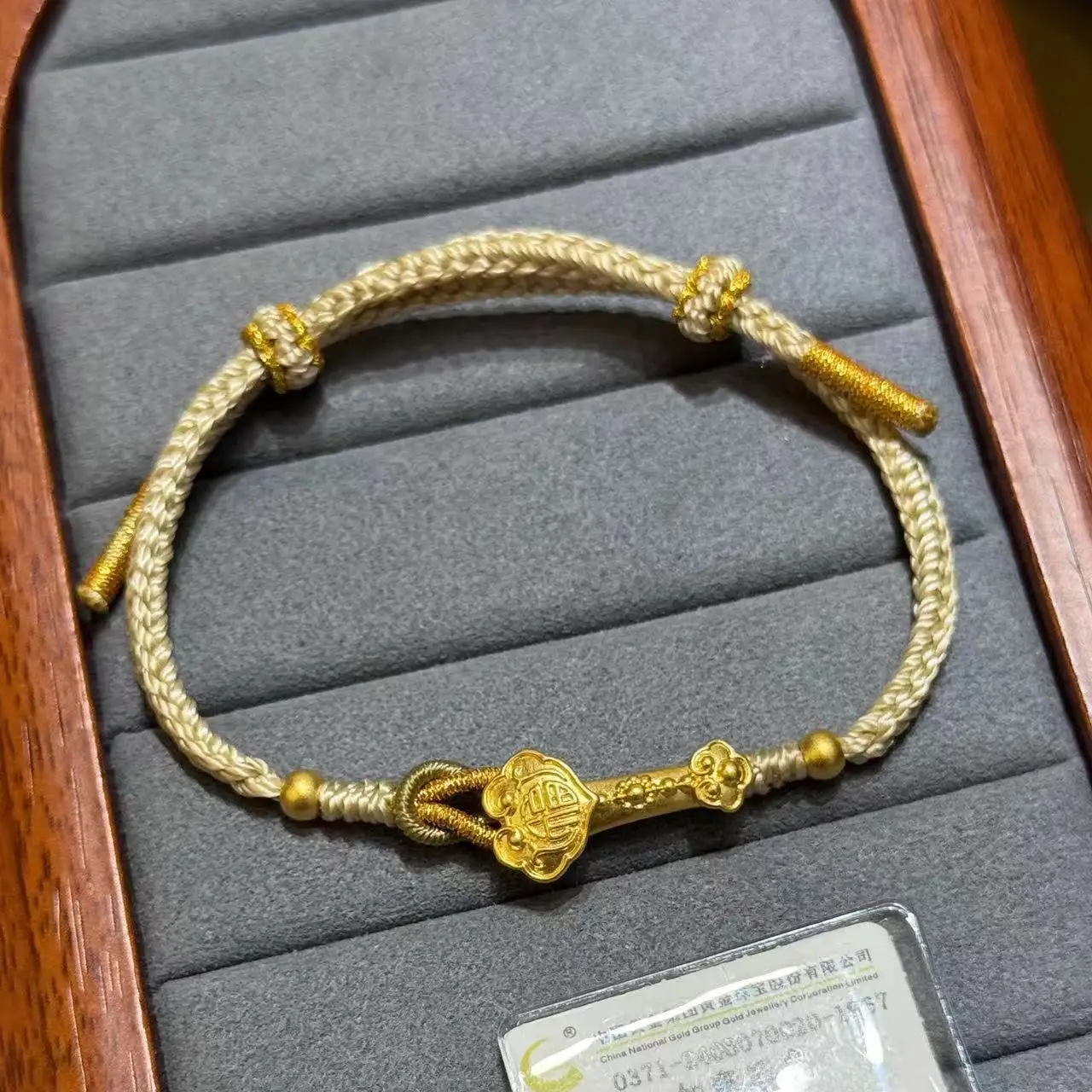 Золото 999 чистого золота Ru ручная карта Lucky Beads красный ремешок для переноски