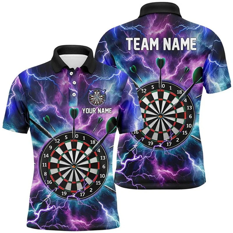 Фото 3D персонализированное имя Fire Flame Darts Мужская спортивная мужская футболка Поло Дартс Рубашка для мужчин Дартс Команда Джерси Подарок для любителей дартса №1