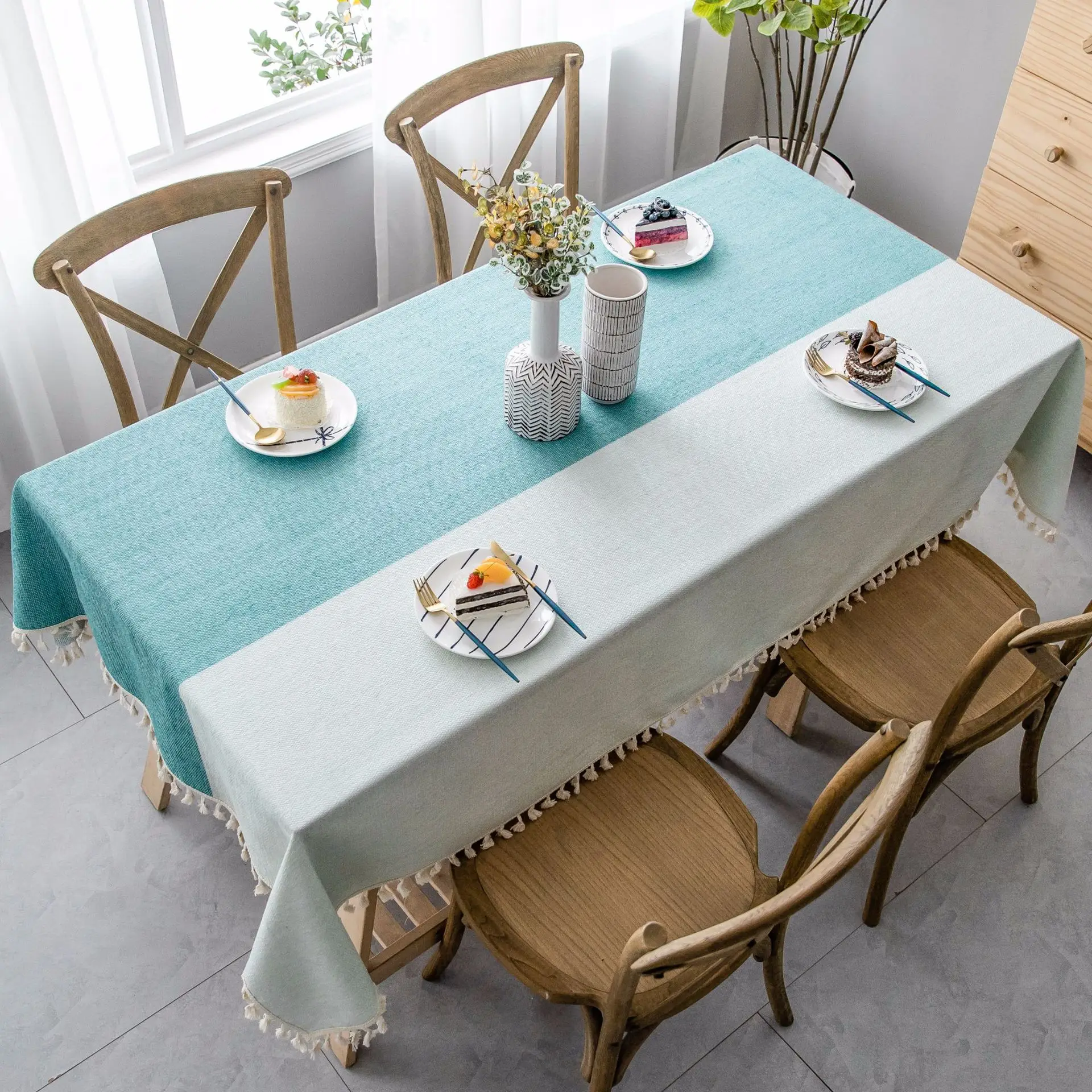 

Tablecloth Macaroon Blue Green Stripe Dining Coffee Table Decoration Cover Cloth Mat Hotel Kitchen Birthday Wedding Party Tarot