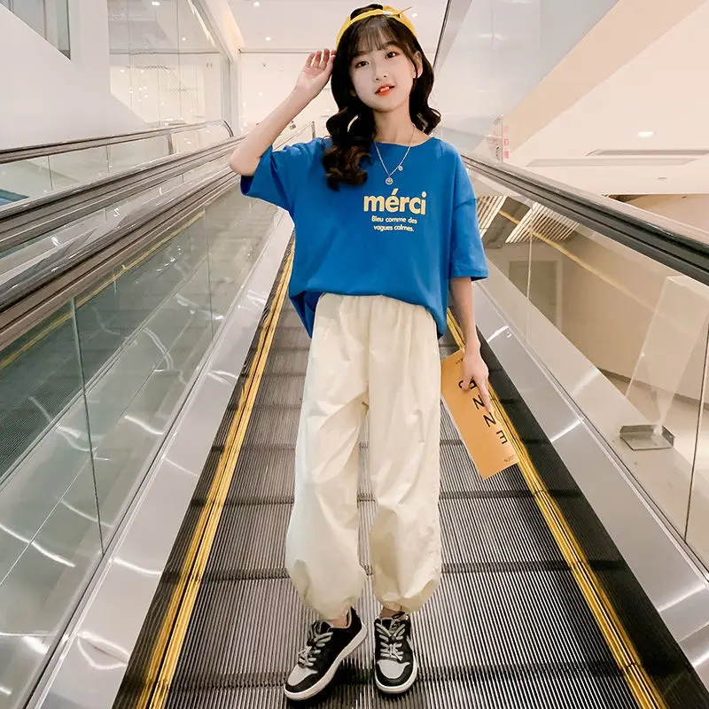 Оригинальный повседневный костюм для девочек 2 предмета Летний Детский футболка