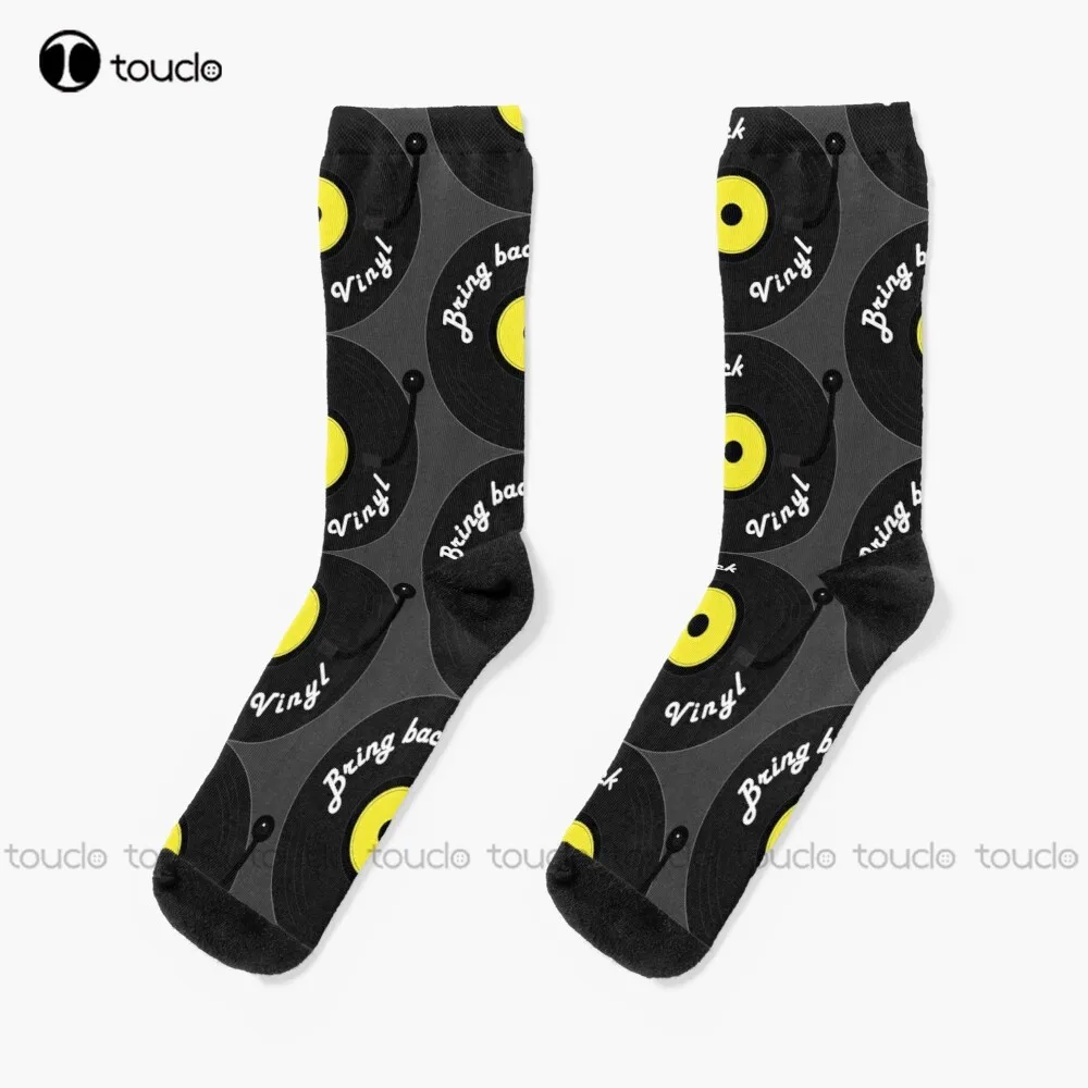 Bring Back Vinyl Retro Record Player Socks Purple Socks Christmas Gift Unisex Adult Teen Youth Socks Custom 360° Digital Print