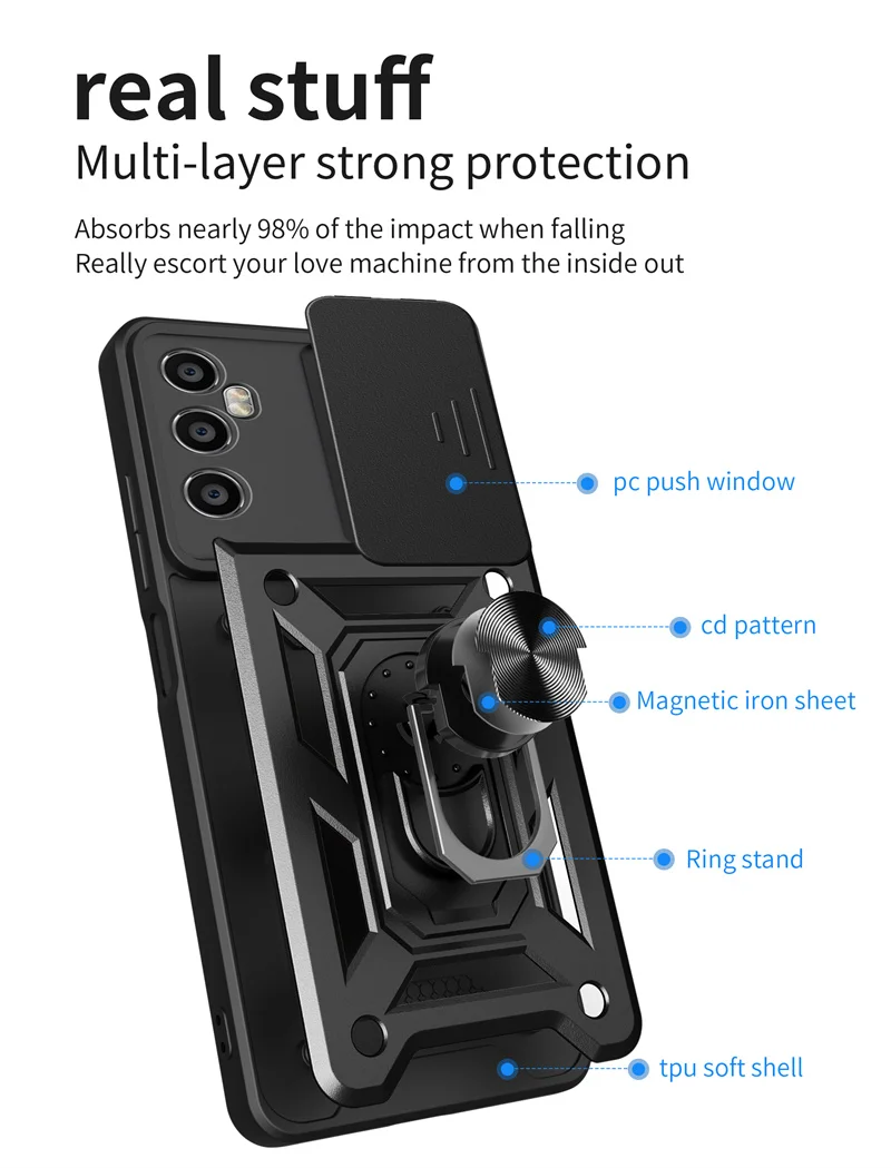 Чехол Funda для Realme C65 4G фотомагнитный держатель с кольцом-подставкой армированный