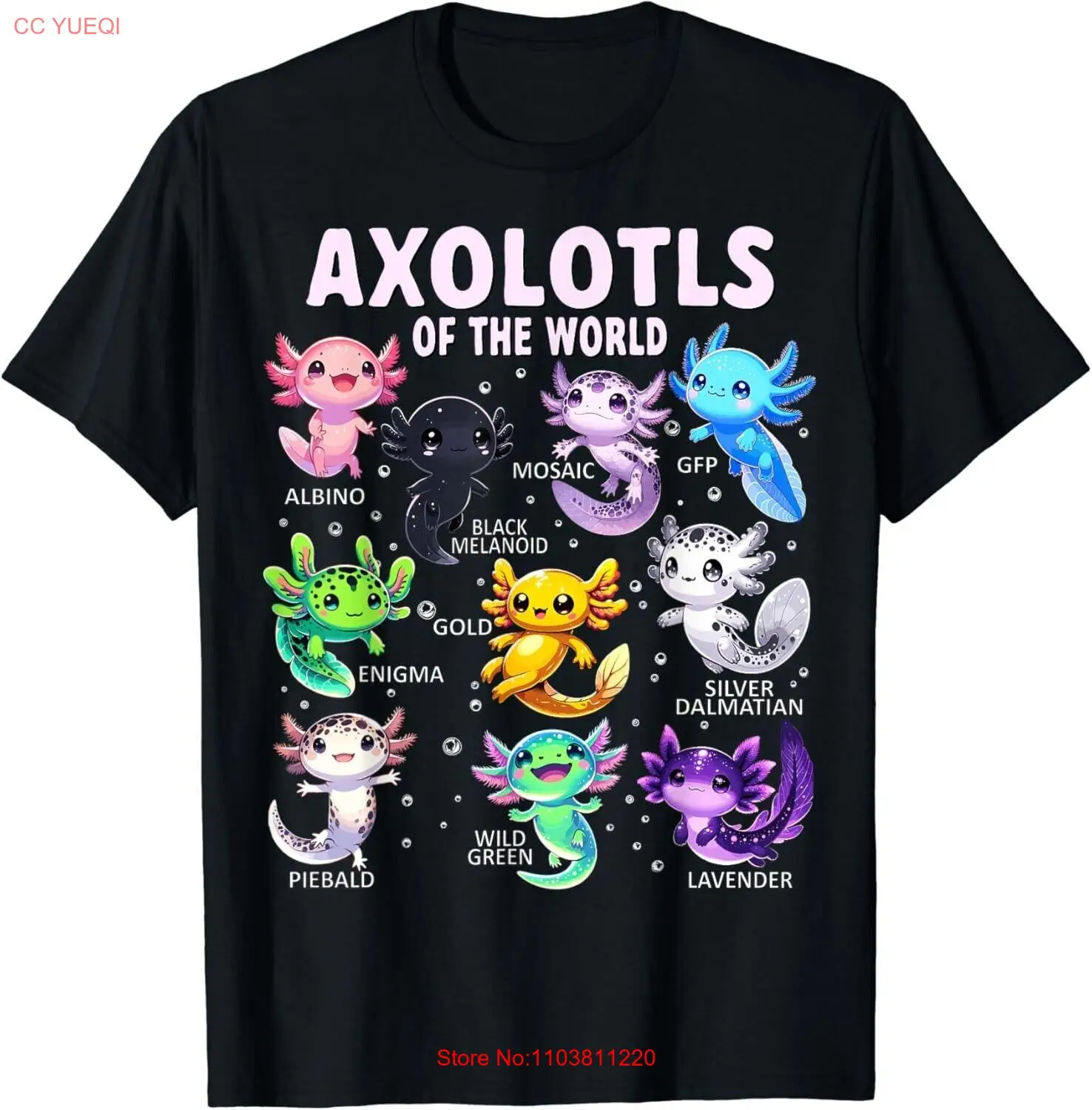 Axolotl Kawaii Axolotls of the World футболка унисекс с животными в подарок