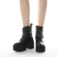 new sexy rivets women gothic ankle boots high heels big size 42 fashion boots of the women ankle buckle strap drop shipping