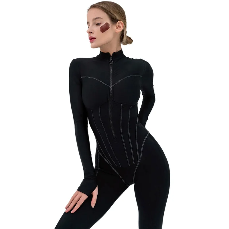 

Women's Sexy Tight Zipper Pants Autumn New Long Sleeve Round Neck Leggings Jumpsuits&rompers Jumpsuits For Women 2023