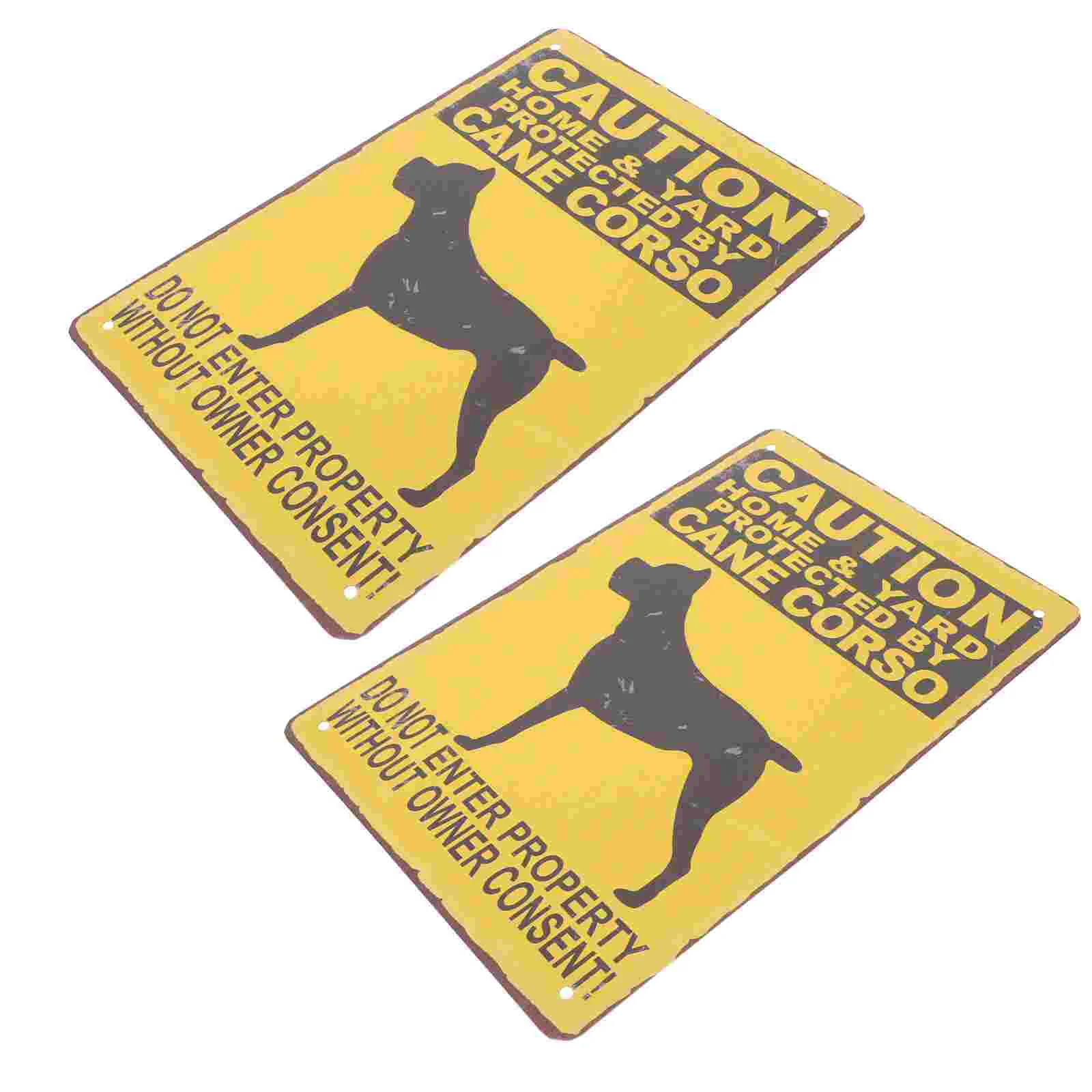 

Sign Dog Warning Signs Bewaremetaliron Yard Fence Painting Garden Dogs Caution Picture Guard Vintageoutdoor Property Bitedanger
