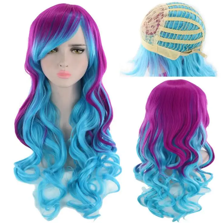 

New High Quality Fashion Synthetic Wavy Wigs My Little Pony Princess Celestia Cosplay Wig Rainbow Long Curly Hair Wig