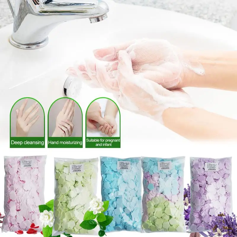 

1000 PCS Portable Disposable Paper Soap Flower Shape Soap Portable Gentle Soap Papers Flakes For Outdoor Camping Hiking Travel