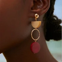 vintage geometric circle long niche wooden personalized earrings for women korean fashion earring birthday party jewelry gifts