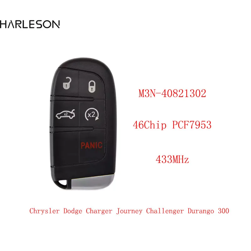 

5 Button Smart Remote Car Key 433MHz for Chrysler Dodge Charger Journey Challenger Durango 300 HITAG 2 46 chip M3N-40821302