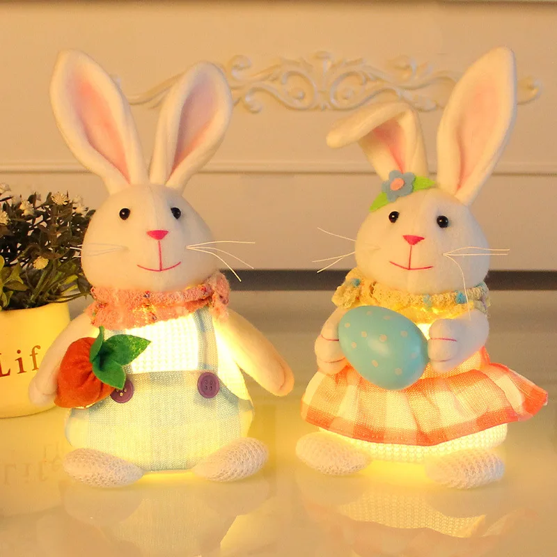 

Easter Standing Bunny Light Doll Hand Holding Eggs Carrot Light Rabbit Easter Table Decoration Kid's Favor Gifts