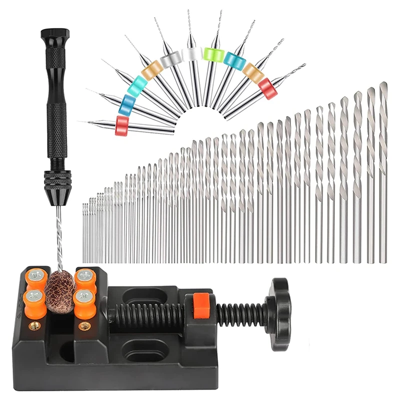 

Hand Drill Bits Set 60 Pcs, Precision Hand Pin Vise Rotary Tools With Mini Twist Drill Bits For Wood, Jewelry, Plastic
