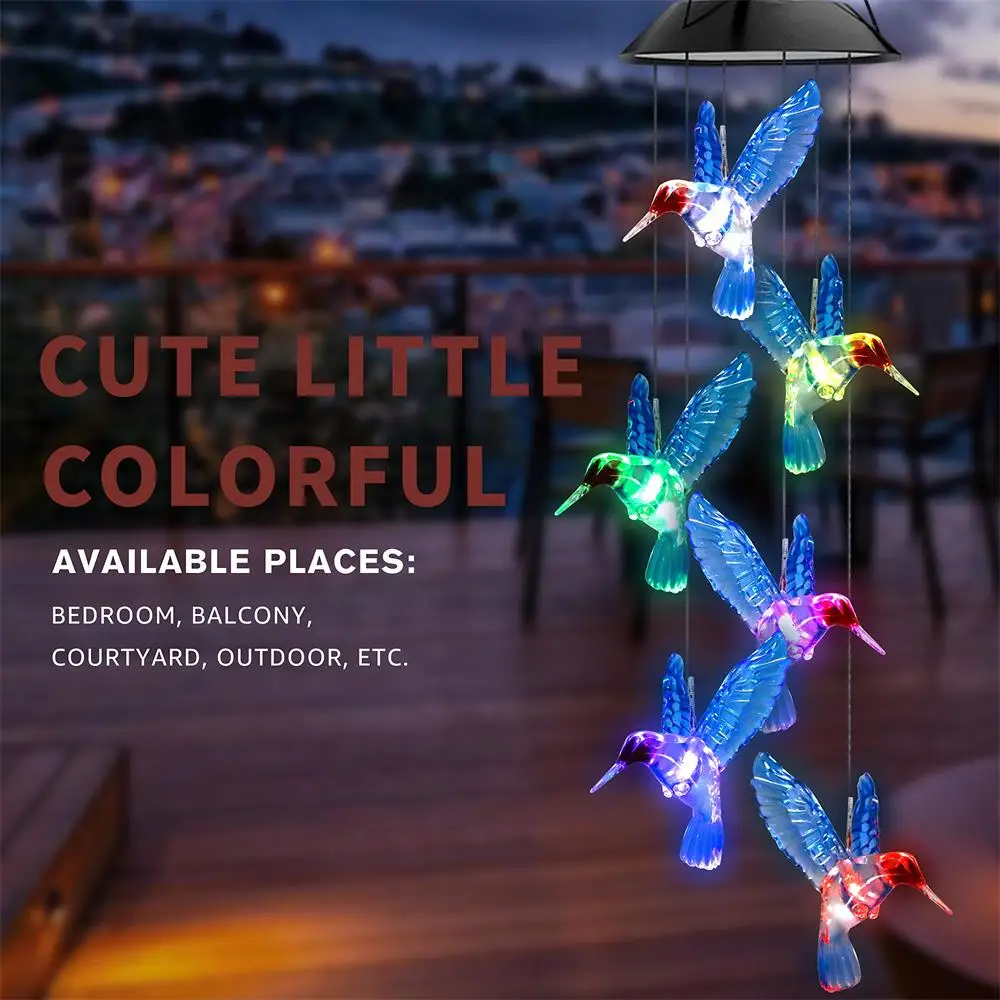 

Solar Light Wind Chimes Color Changing Bird Pendant Lightsfor Home Party Yard Garden Christmas Outdoor Lamp