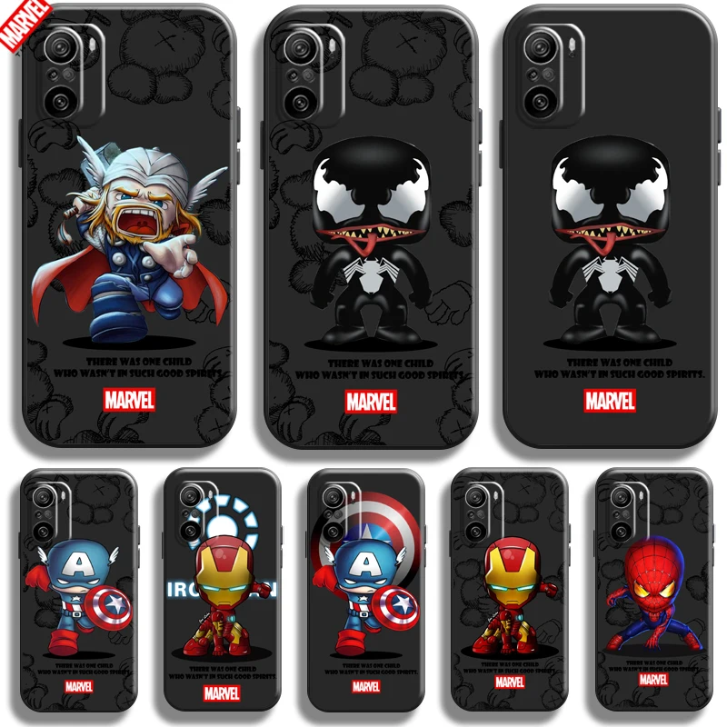 

Marvel Cartoon Iron Man Spiderman For Xiaomi Redmi K40 K40 Pro K40 Gaming Phone Case Soft Back Silicone Cover Coque Funda