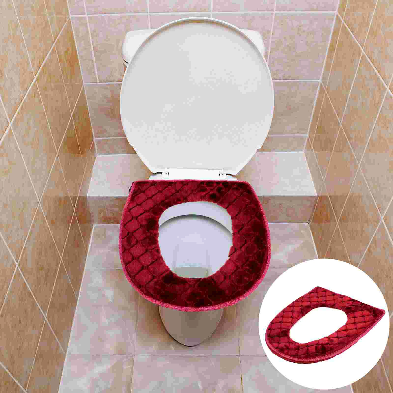 

Toilet Cover Cushion Plush Seat Warmer Bathroom Pad Warm Covers Mat Pads Padded Soft Winter Potty Lid Sticky Liners Supplies