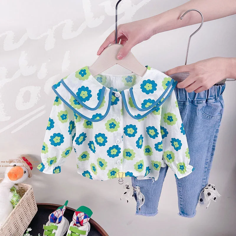 

LZH 2022 Autumn Kids Clothes Girls Sets Long-Sleeved Printed Shirt+Trousers 2Pcs Suit For Children's Clothing Toddler Girls Sets