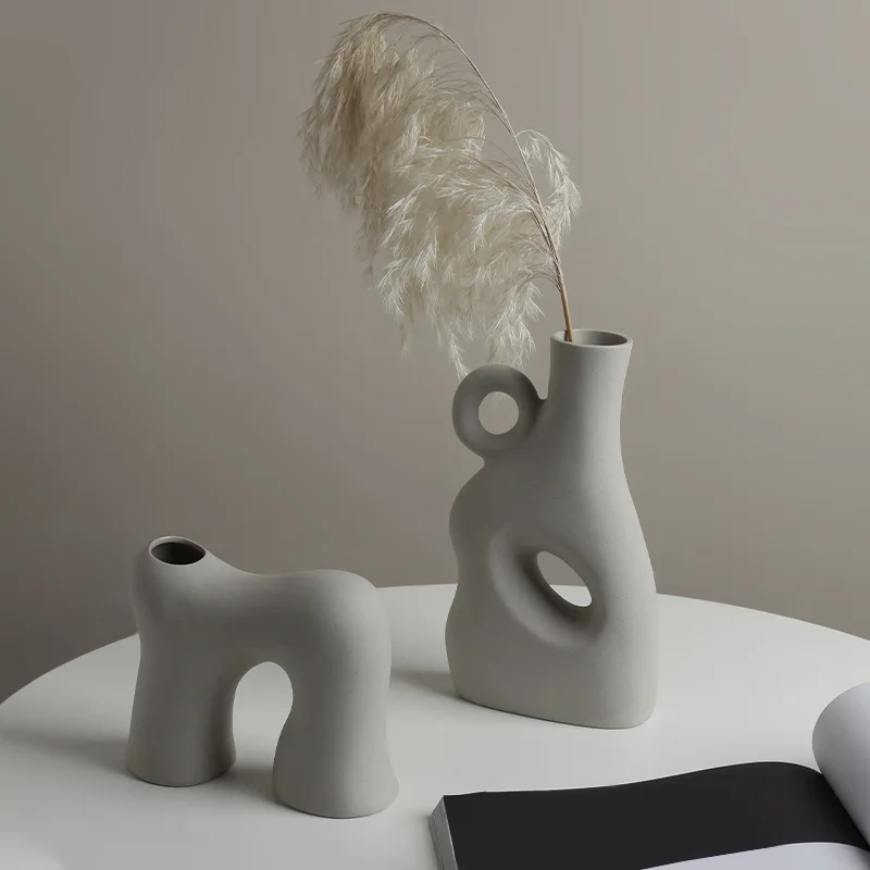 

Ceramic Craft Creative Abstract Vase Nordic Minimal Vase Living Room Bedroom Desktop Decoration Cafe Office Ornaments Home Decor