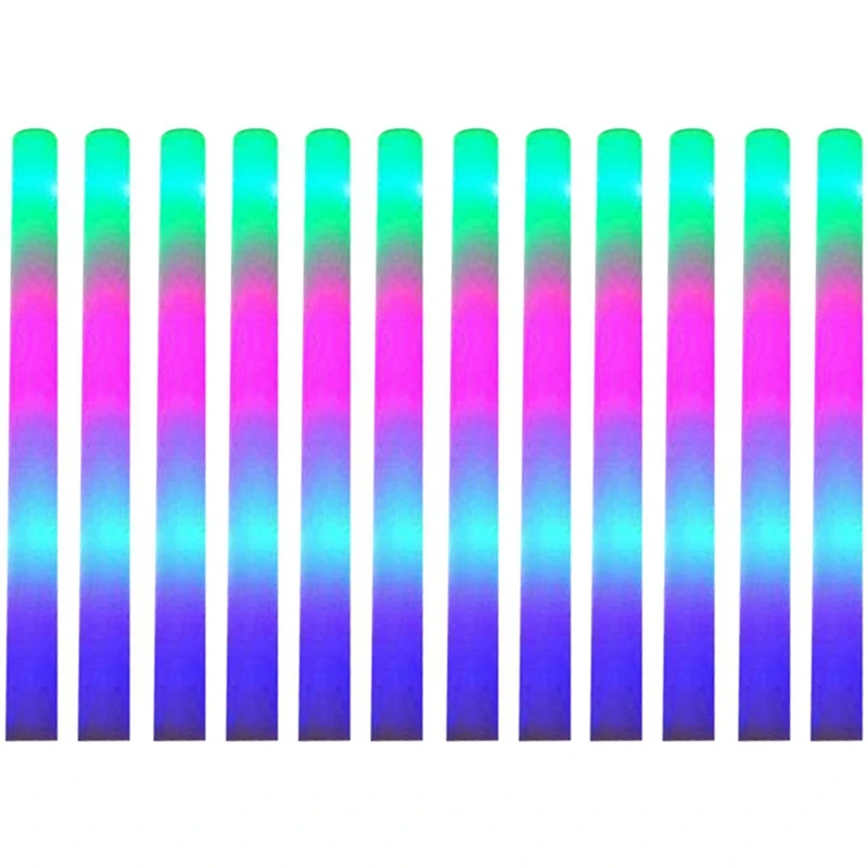 

New 48Pcs Light Up Foam Sticks,LED Foam Sticks Glow Batons With 3 Modes Flashing Effect For Party, Concert And Event