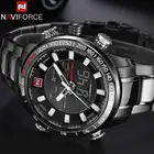 Часы наручные NAVIFORCE Мужские кварцевые, цифровые аналоговые спортивные брендовые Роскошные светодиодные в стиле милитари, из нержавеющей стали, 9093